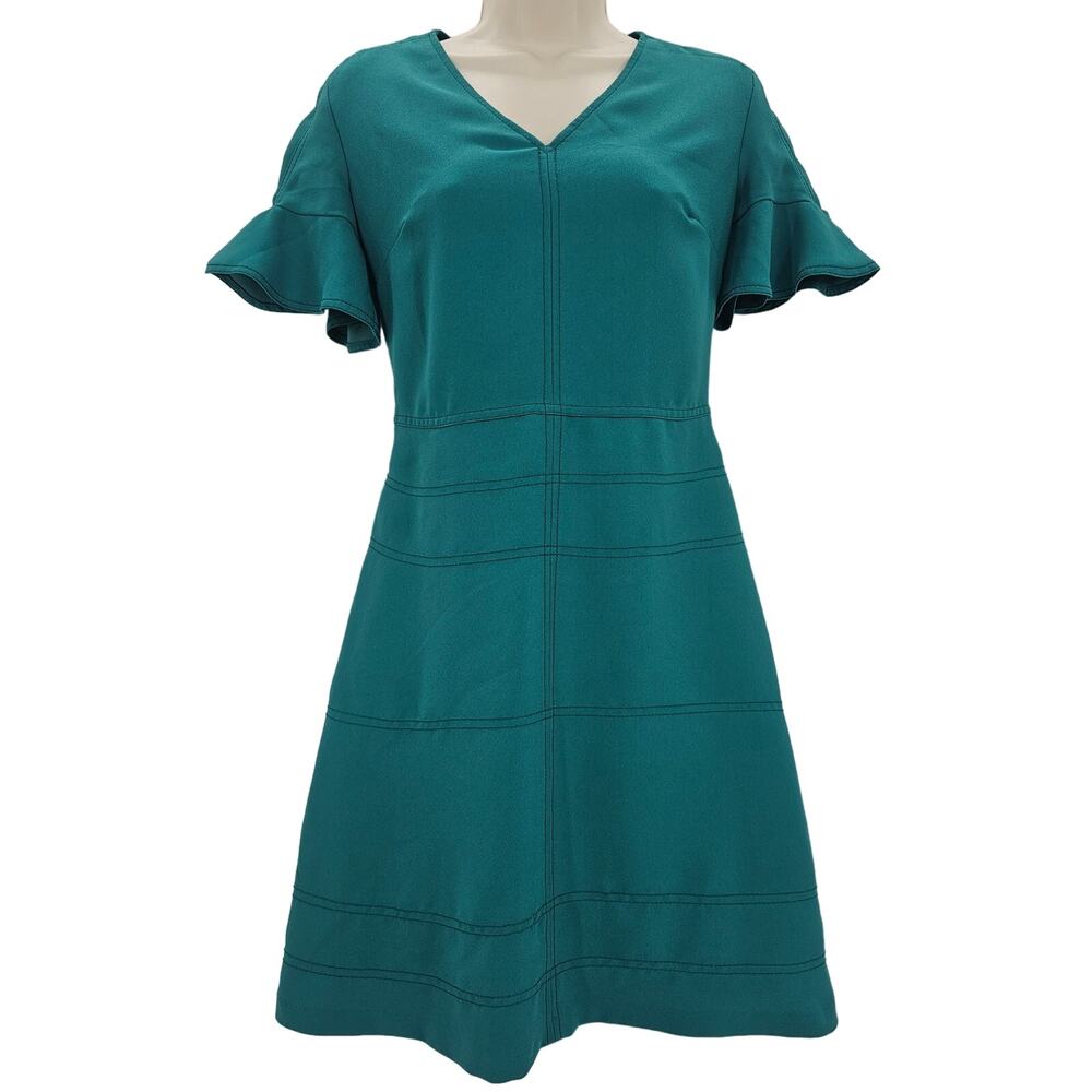 Banana Republic Womans size 0 Fit & Flare Green Short Flutter Sleeve Mini Dress
